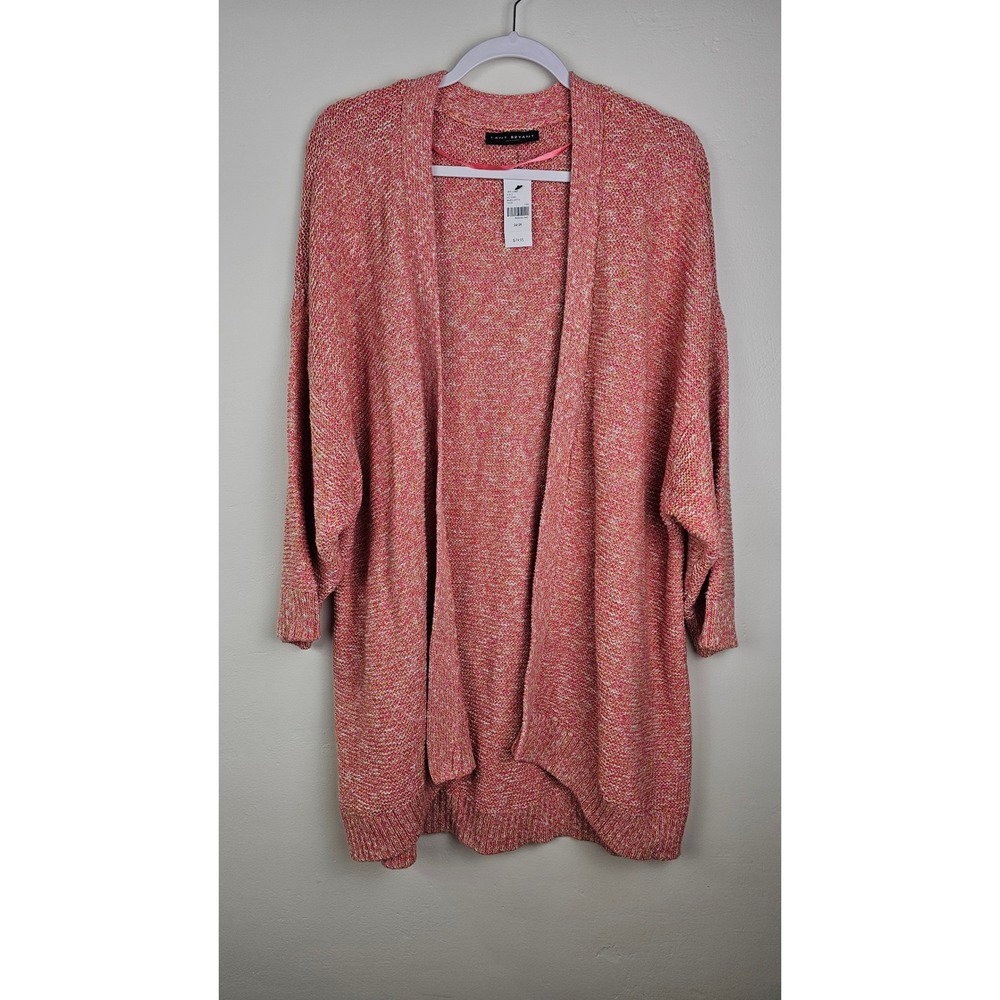 Lane Bryant Cardigan Women 26/28 Pink Marled Open Front Knit Sweater 3X